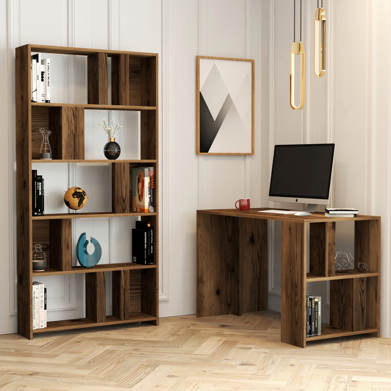 Set birou si biblioteca, Hanah Home, Lima, Maro - imagine 4